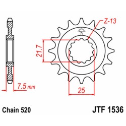 Piñón JT SPROCKETS acero estándar 1536 - Paso 520 2