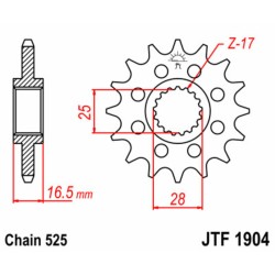 Piñón JT SPROCKETS acero estándar 1904 - Paso 525 2