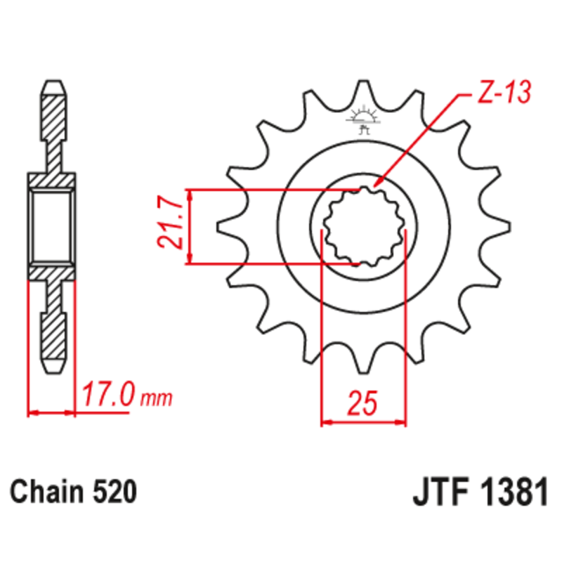 Piñón con goma anti-ruido JT SPROCKETS acero 1381 - 520