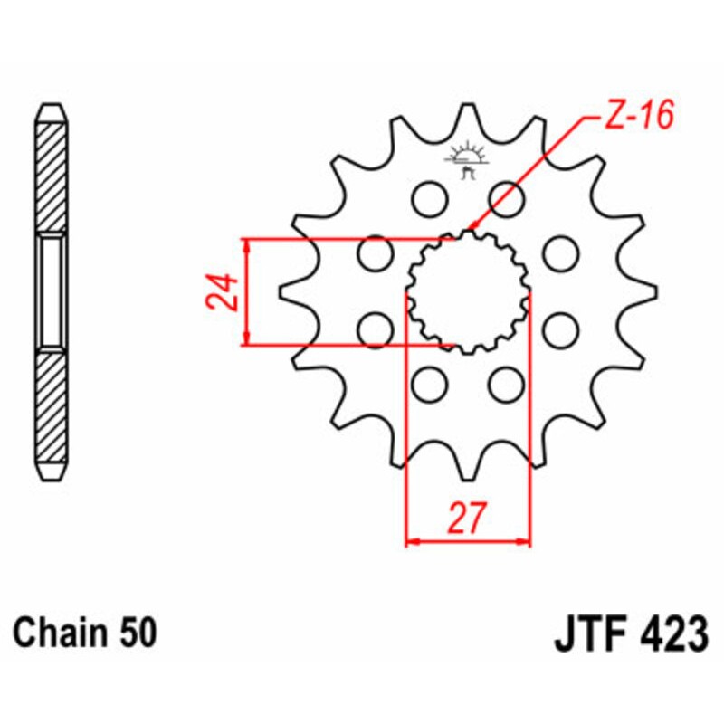 Piñón JT SPROCKETS acero estándar 423 - Paso 530
