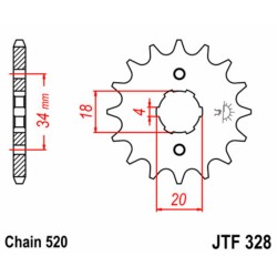 Piñón JT SPROCKETS acero estándar 328 - Paso 520