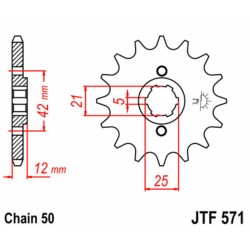 Piñón JT SPROCKETS acero estándar 571 - Paso 530 2