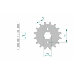 Piñón AFAM acero estándar 26200 - Paso 428