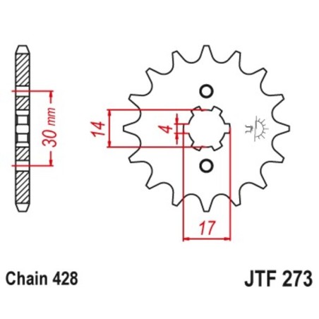 Piñon JT 273 de acero con 16 dientes