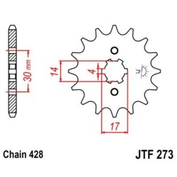 Piñon JT 273 de acero con 14 dientes