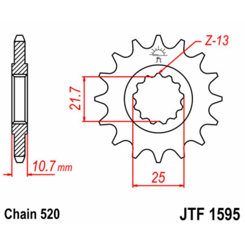 Piñón JT SPROCKETS acero estándar 1595 - Paso 520