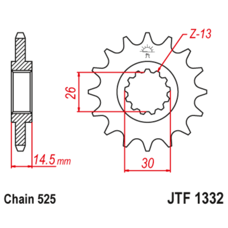 Piñón con goma anti-ruido JT SPROCKETS acero 1332 - 525
