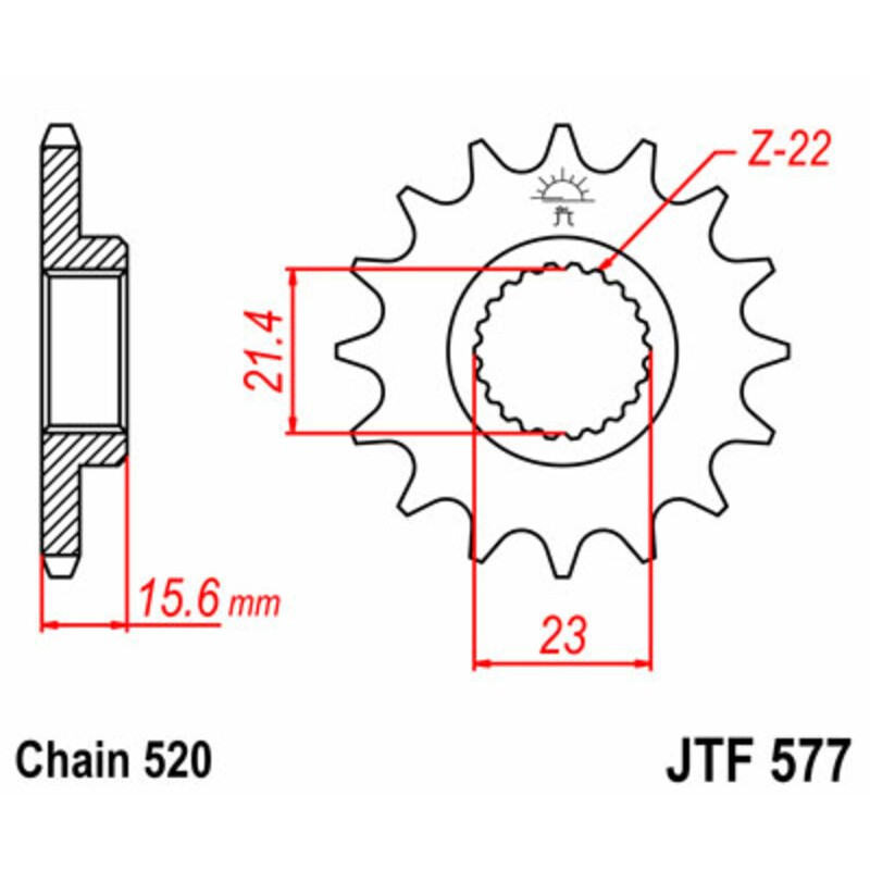 Piñón JT SPROCKETS acero estándar 577 - Paso 520