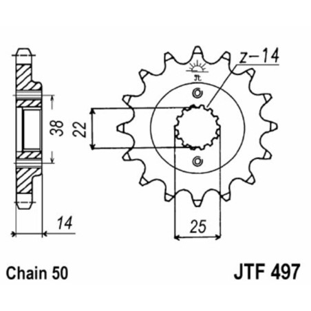 Piñón JT SPROCKETS acero estándar 497 - Paso 530