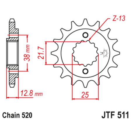 Piñón con goma anti-ruido JT SPROCKETS acero 511 - 520