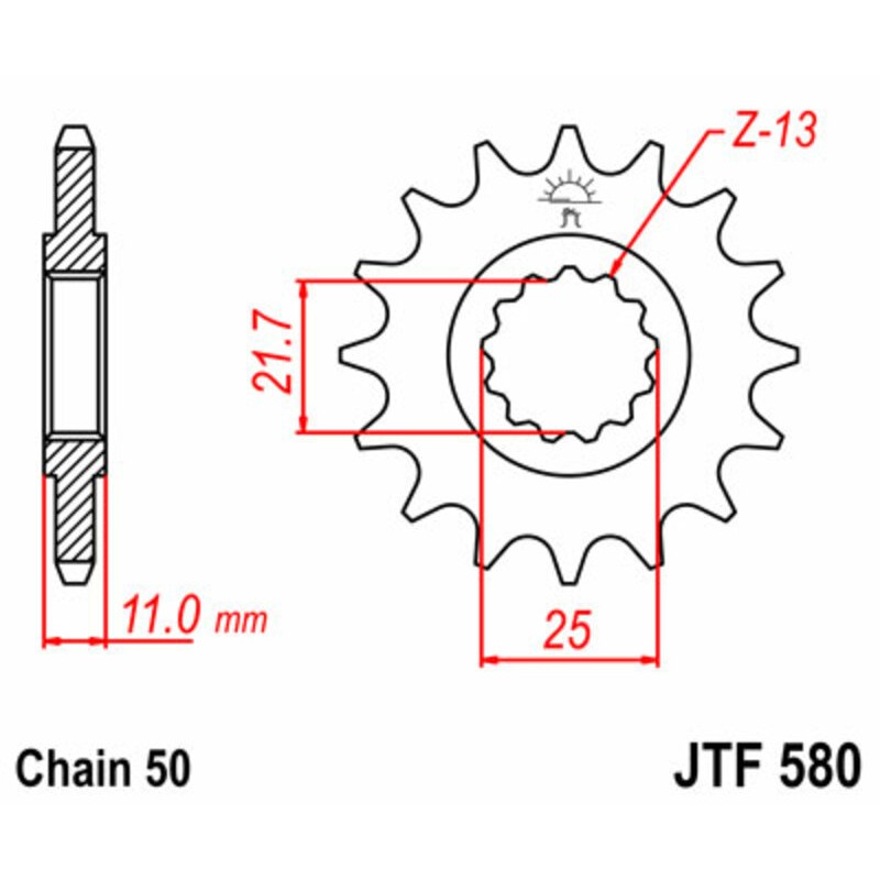 Piñón JT SPROCKETS acero estándar 580 - Paso 530
