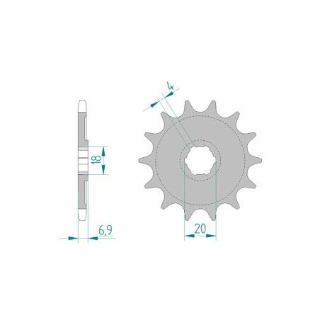 Piñón AFAM acero estándar 20204 - Paso 520