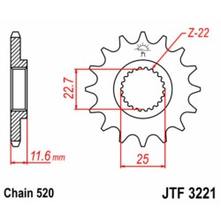 Piñón JT SPROCKETS acero estándar 3221 - Paso 520 2