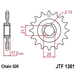 Piñón JT SPROCKETS acero estándar 1381 - Paso 520 2