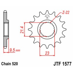 Piñón JT SPROCKETS acero estándar 1577 - Paso 520 2