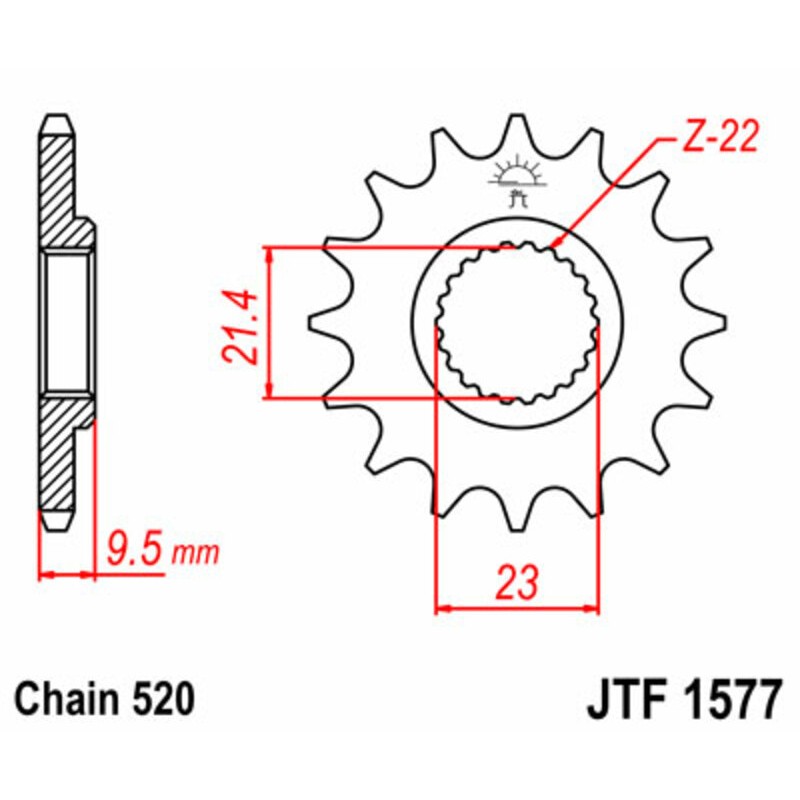 Piñón JT SPROCKETS acero estándar 1577 - Paso 520