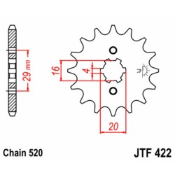 Piñón JT SPROCKETS acero estándar 422 - Paso 520 2
