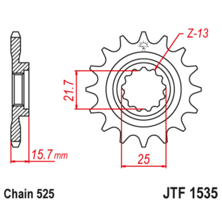 Piñón con goma anti-ruido JT SPROCKETS acero 1535 - 525