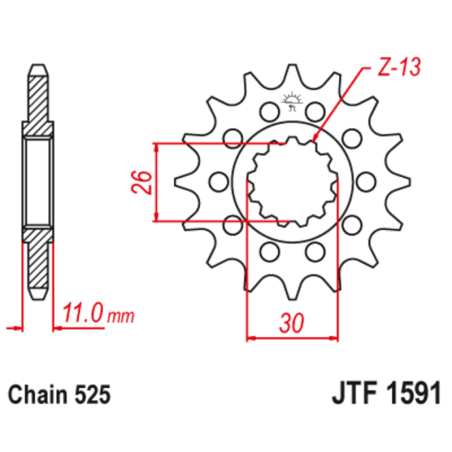 Piñón con goma anti-ruido JT SPROCKETS acero 1591 - 525