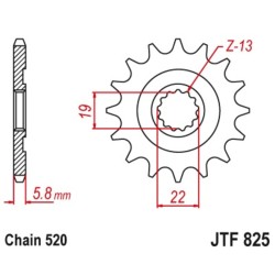 Piñón JT SPROCKETS acero autolimpiable 825 - Paso 520 2
