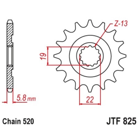 Piñón JT SPROCKETS acero autolimpiable 825 - Paso 520