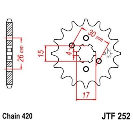Piñon JT 252 de acero con 12 dientes