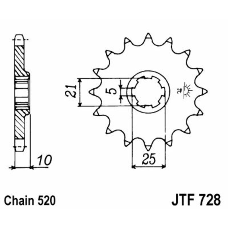 Piñon JT 728 de acero con 15 dientes