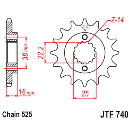 Piñón con goma anti-ruido JT SPROCKETS acero 740 - 525