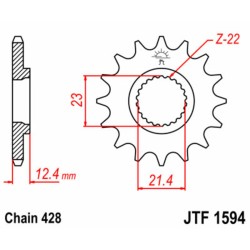 Piñón JT SPROCKETS acero estándar 1594 - Paso 428 2