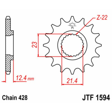 Piñón JT SPROCKETS acero estándar 1594 - Paso 428