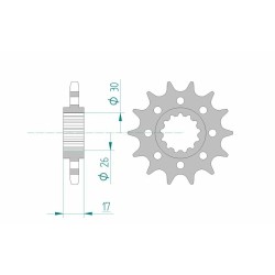 Piñón AFAM acero estándar 20615 - Paso 525