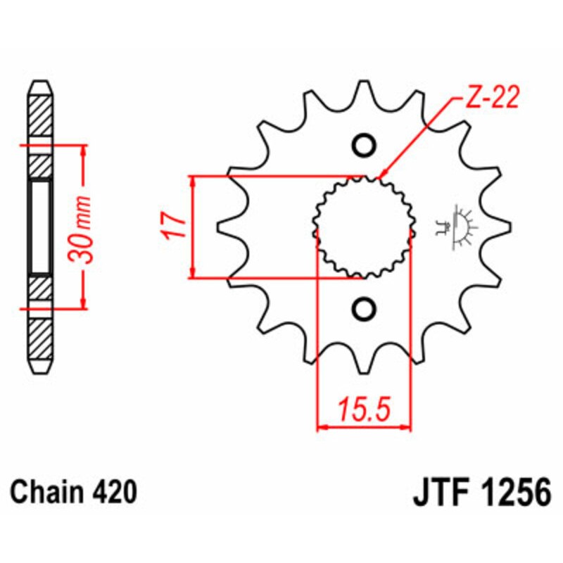 Piñón JT SPROCKETS acero estándar 1256 - Paso 420