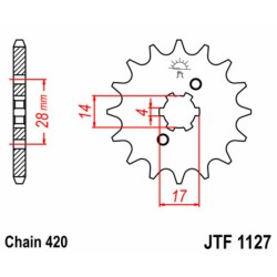 Piñon JT 1127 de acero con 13 dientes