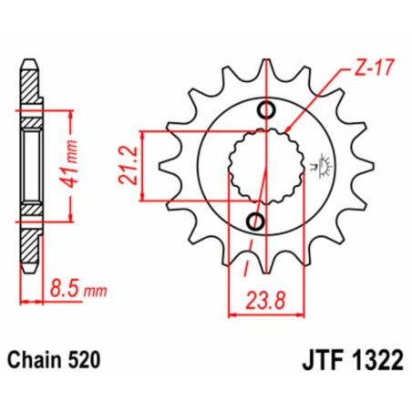 Piñón JT SPROCKETS acero estándar 1322 - Paso 520
