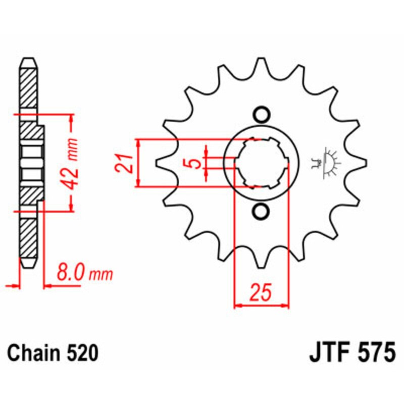 Piñón JT SPROCKETS acero estándar 575 - Paso 520