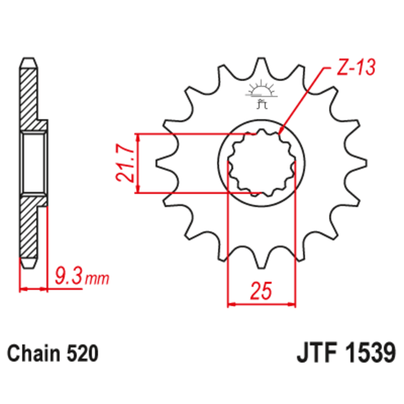 Piñón con goma anti-ruido JT SPROCKETS acero 1539 - 520