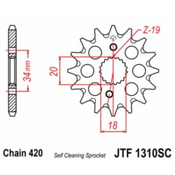 Piñón JT SPROCKETS acero autolimpiable 1310 - Paso 420 2