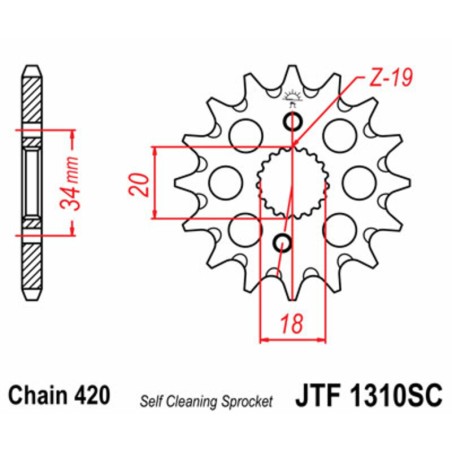 Piñón JT SPROCKETS acero autolimpiable 1310 - Paso 420