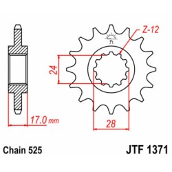 Piñón JT SPROCKETS acero estándar 1371 - Paso 525 2