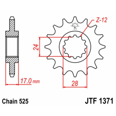 Piñón JT SPROCKETS acero estándar 1371 - Paso 525