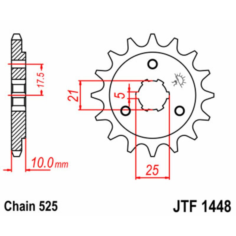 Piñón JT SPROCKETS acero estándar 1448 - Paso 525