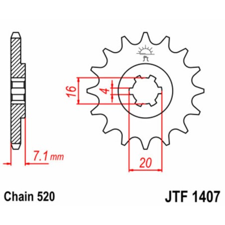 Piñón JT SPROCKETS acero estándar 1407 - Paso 520