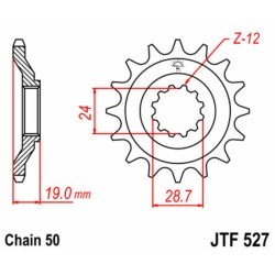 Piñón JT SPROCKETS acero estándar 527 - Paso 530 2