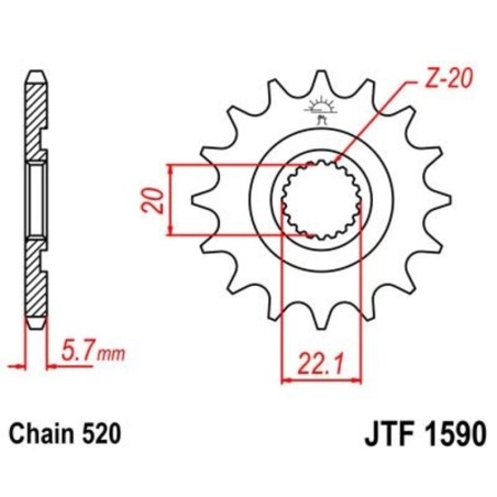 Piñón JT 1590 de acero con 12 dientes