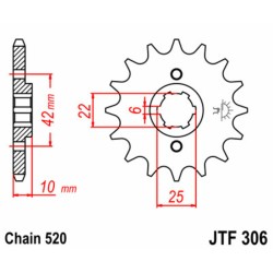 Piñón JT SPROCKETS acero estándar 306 - Paso 520 2