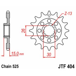 Piñón JT SPROCKETS acero estándar 404 - Paso 525 2