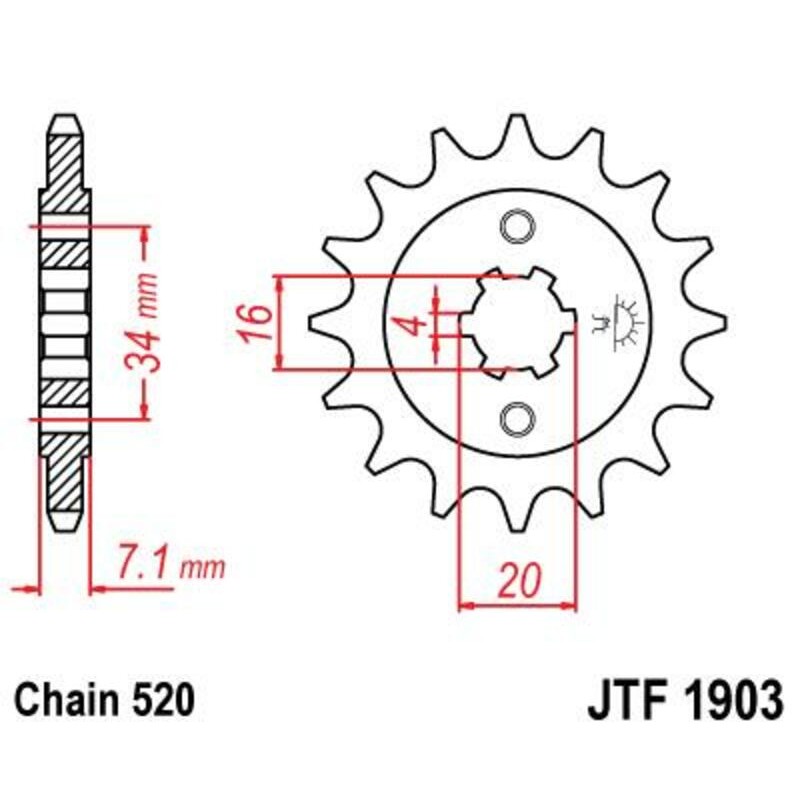 Piñón JT SPROCKETS acero estándar 1903 - Paso 520