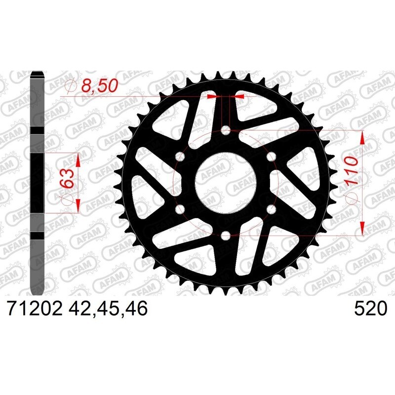 Kit de cadena AFAM 520XLR2 13/45 Standard - corona Standard 71202
